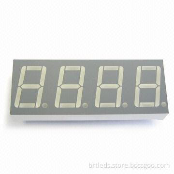 Four-digit 7-segment LED display, 0.56-inch blue color, common anode, black face and white segments